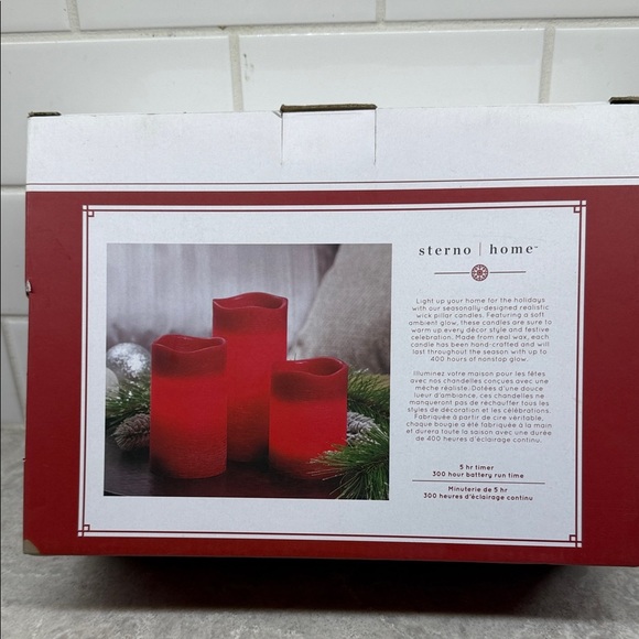 Sterno Home Red Flameless LED Candles Set. Realistic Wick design. 5 hr timer New - Picture 4 of 6